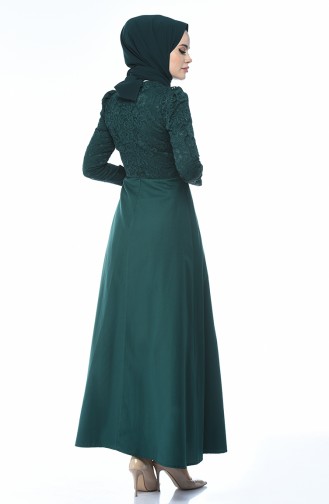 Smaragdgrün Hijab Kleider 3104-02