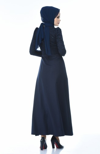 Dunkelblau Hijab Kleider 3104-03