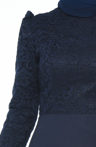 Lace Covering Dress 3104-03 Navy Blue 3104-03