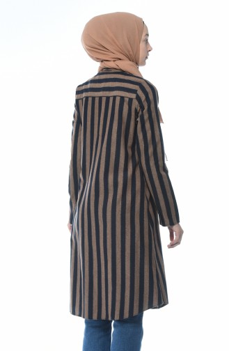 Çizgili Kışlık Tunik 5421-01 Kahverengi