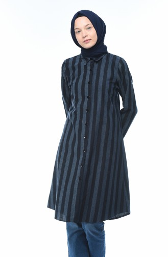 Striped Winter Tunic Navy Blue 5421-02