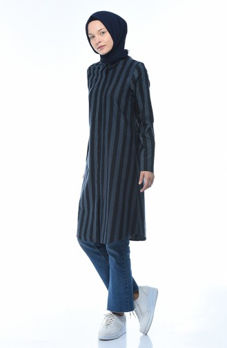 Striped Winter Tunic Navy Blue 5421-02