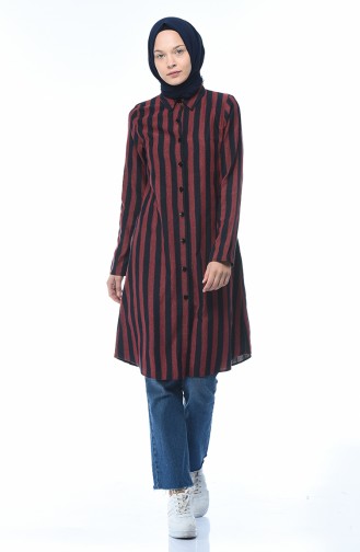 Striped Winter Tunic Bordeaux 5421-03