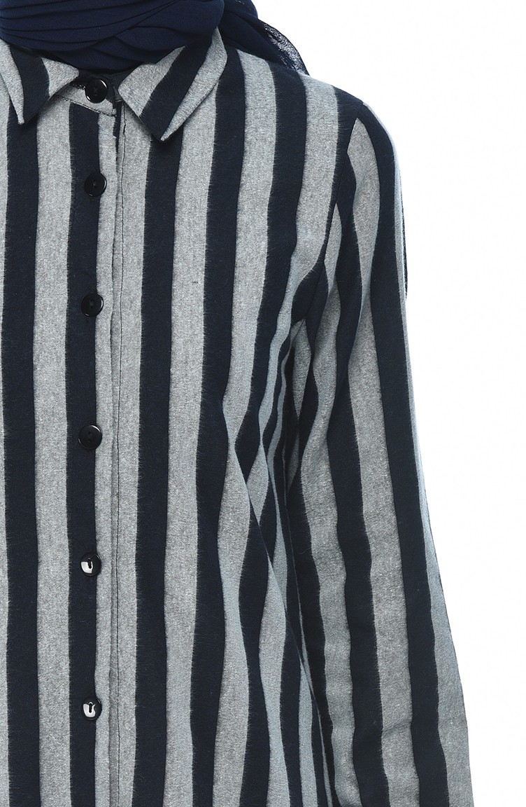 gray and white striped tunic