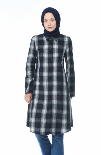 Plaid Patterned Winter Tunic Gray 5422-04