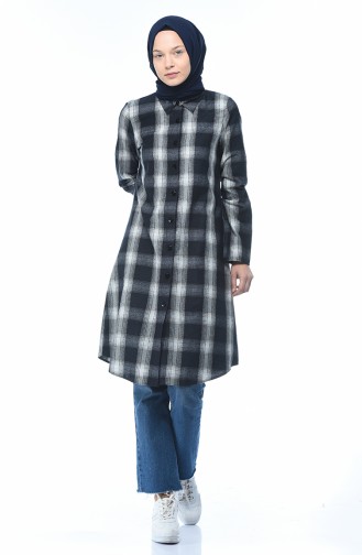 Plaid Patterned Winter Tunic Gray 5422-04