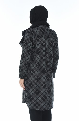 Big Size Plaid Tunic Black 8006-01