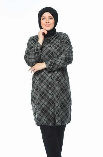 Big Size Plaid Tunic Green 8006-02