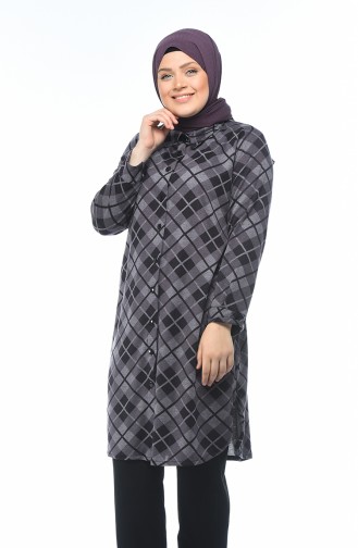 Big Size Plaid Tunic Purple 8006-04