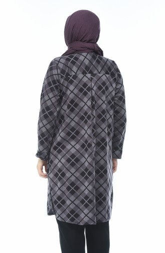 Big Size Plaid Tunic Purple 8006-04