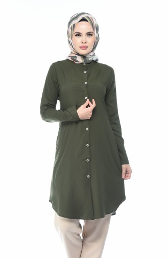 Buttoned Viscose Tunic Green 3158-16