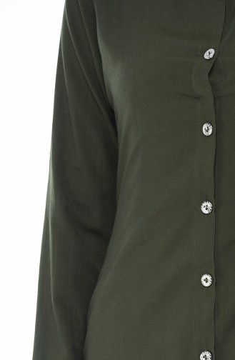 Buttoned Viscose Tunic Green 3158-16