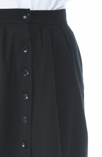 Buttoned Pleated Skirt Black 5023-01