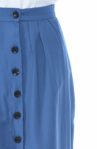 Buttoned Pleated Skirt Indigo 5023-04