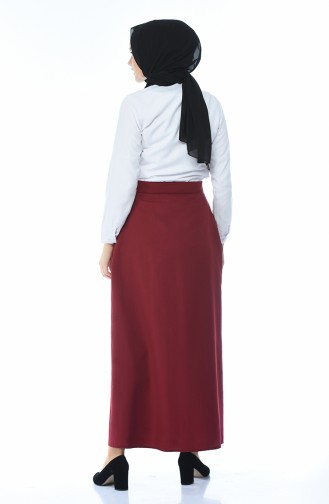 Buttoned Pleated Skirt Bordeaux 5023-05