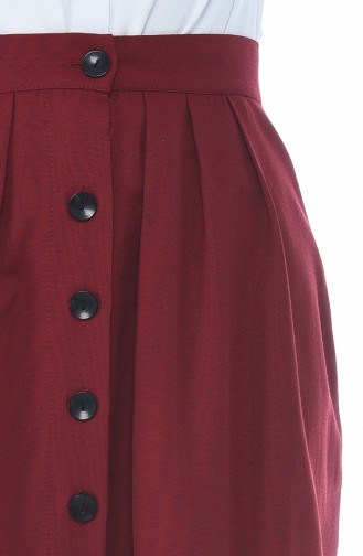 تنورة مطوية بأزرار أحمر كلاريت 5023-05
