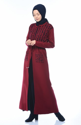 Ensemble deux Pieces Gilet Robe 0613-05 Bordeaux 0613-05