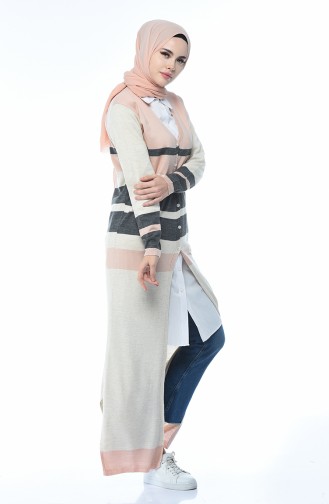 Tricot Buttoned Long Cardigan Powder 2271-06