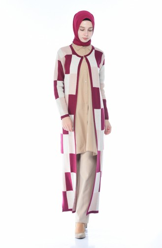 Tricot Long Cardigan Bordeaux 2272-04