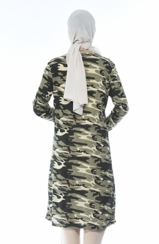 Camouflage Patterned Cardigan Soldier Green 7936-01