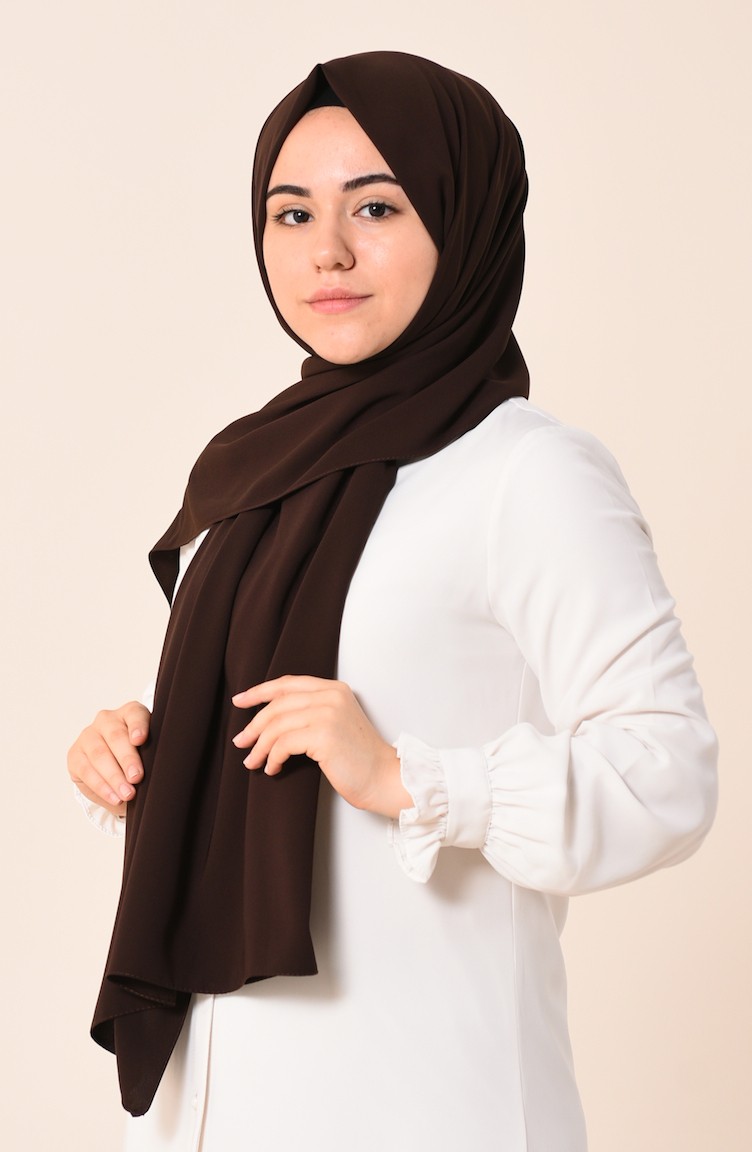 Medine İpeği Şal 2380-14 Kahverengi