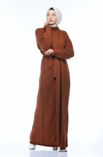 Triko Hırka Elbise İkili Takım 1051-01 Kiremit 1051-01