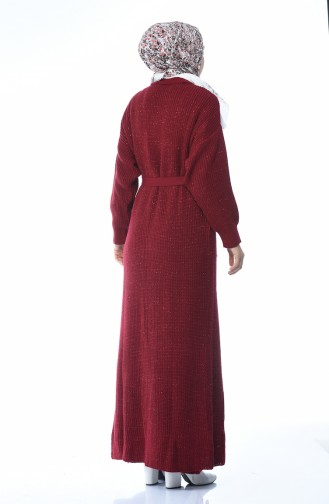 Tricot Cardigan Dress Double Set Bordeaux 1051-02