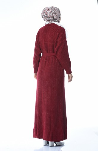 Ensemble Deux Pieces Gilet Robe Tricot 1051-02 Bordeaux 1051-02