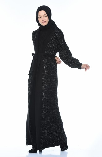 Tricot Cardigan Dress Double Set Black 1051-03