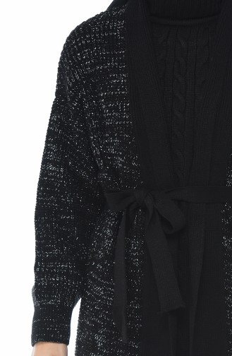 Ensemble Deux Pieces Gilet Robe Tricot 1051-03 Noir 1051-03