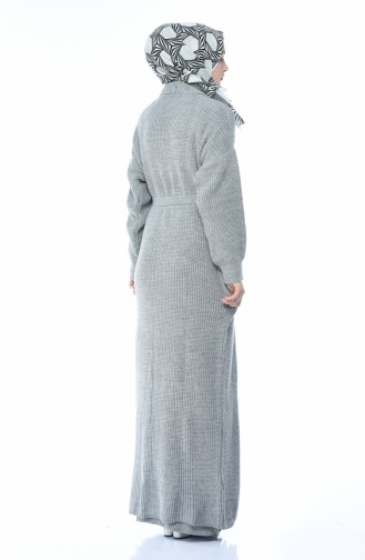 Ensemble Deux Pieces Gilet Robe Tricot 1051-04 Gris 1051-04