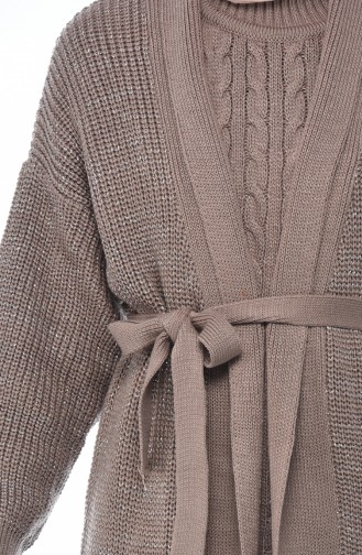 Triko Hırka Elbise İkili Takım 1051-05 Vizon 1051-05