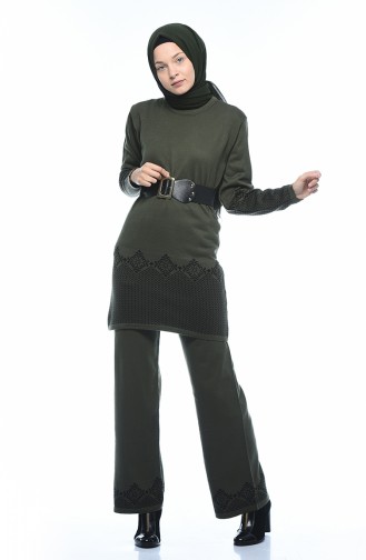 Tricot Tunic Trousers Double Set Khaki 2268-05