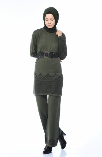 Tricot Tunic Trousers Double Set Khaki 2268-05