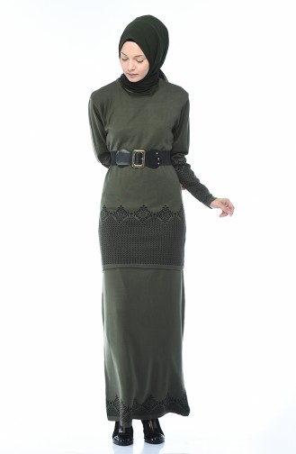 Tricot Tunic Skirt Double Set Khaki 2269-02