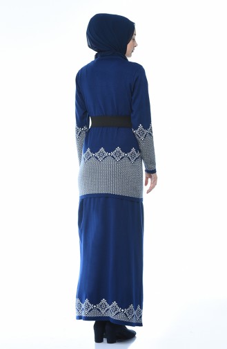 Ensemble Deux Pieces Tunique Jupe Tricot 2269-04 İndigo 2269-04