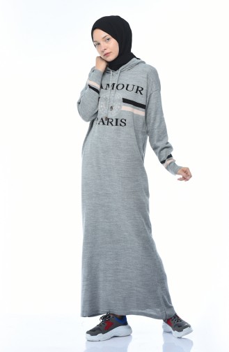 Tricot Hooded Dress Gray 8029-04