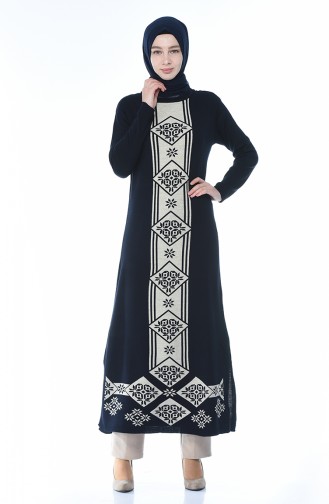 Slash Tricot Long Tunic Navy blue 0700-02