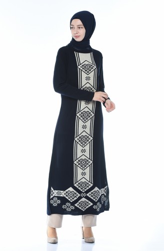 Slash Tricot Long Tunic Navy blue 0700-02