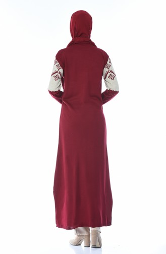 Triko Desenli Uzun Tunik 0701-02 Bordo 0701-02