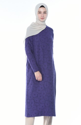 Patterned Long Tunic Purple 7942-01