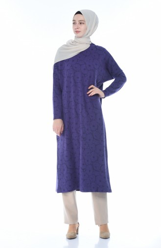 Patterned Long Tunic Purple 7942-01