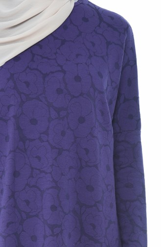 Patterned Long Tunic Purple 7942-01