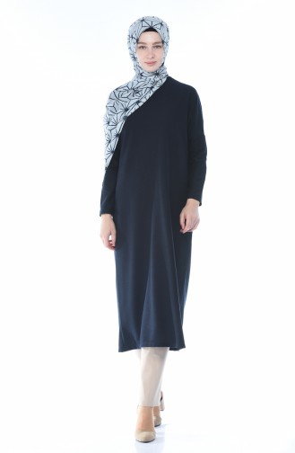 Bat Sleeve Long Tunic Navy Blue 7943A-01