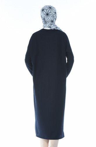 Bat Sleeve Long Tunic Navy Blue 7943A-01