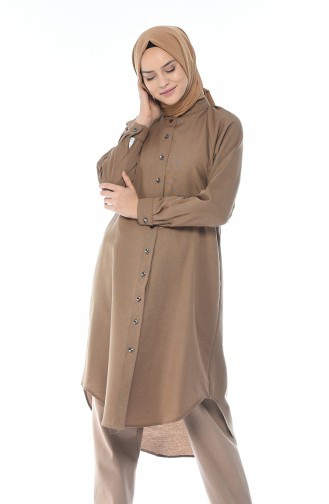 Geknöpfte Tunika mit Raglan-Ärmel 3166-08 Camel 3166-08