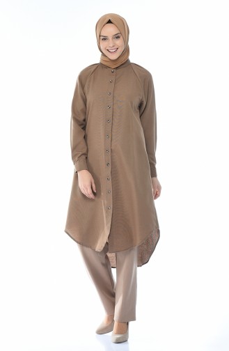 Geknöpfte Tunika mit Raglan-Ärmel 3166-08 Camel 3166-08