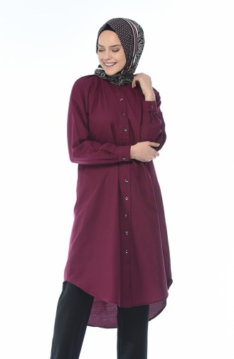 Tunique Boutonnée à Manches Raglan 3166-05 Plum 3166-05