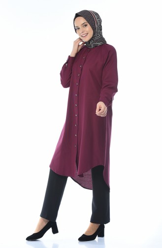 Reglan Kol Düğmeli Tunik 3166-05 Mürdüm