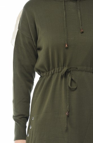 Tricot Thin Hooded Tunic Khaki 8006-03